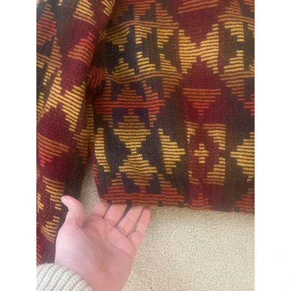 Vintage Women's Western Aztec Woven Cropped Blanket Jacket-  Size M - Picture 7 of 8